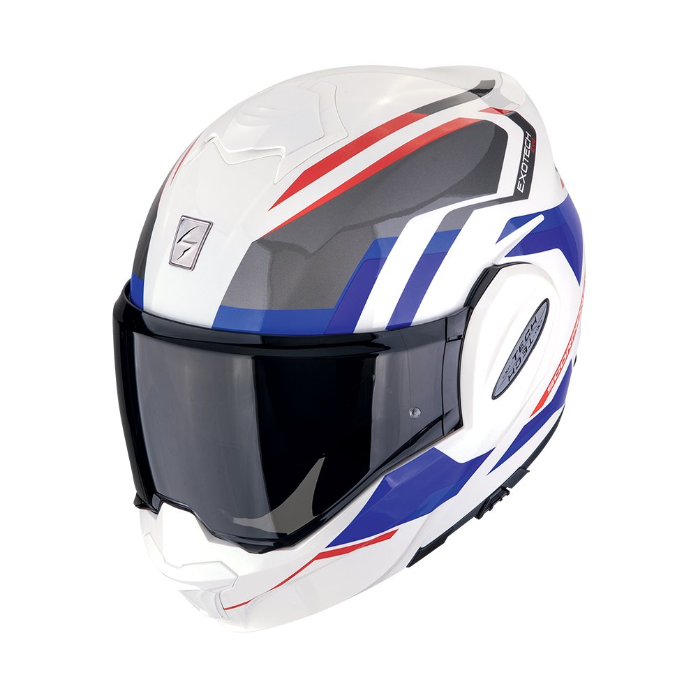 Casco Scorpion EXO-TECH EVO Furio Blanco Rojo Azul